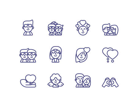 Icon set design of Love valentines day wedding passion romantic decoration and marriage theme Vector illustrationのイラスト素材