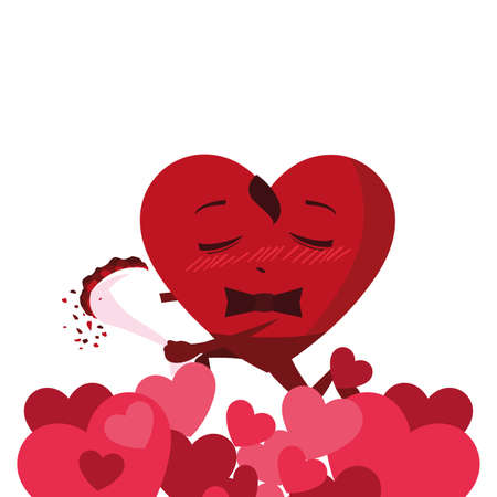 heart red with hands, card valentines day vector illustration designのイラスト素材