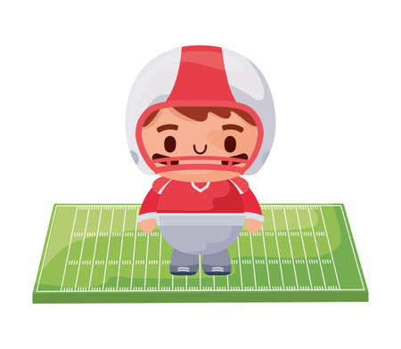 Player with helmet design, American football super bowl sport hobby competition game training equipment tournement and play theme Vector illustrationのイラスト素材