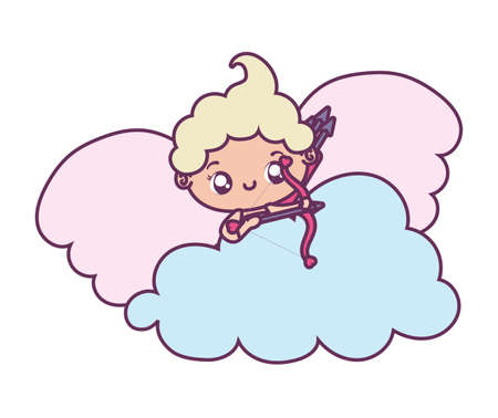 Baby cupid cartoon design of love passion romantic valentines day wedding decoration and marriage theme Vector illustrationのイラスト素材