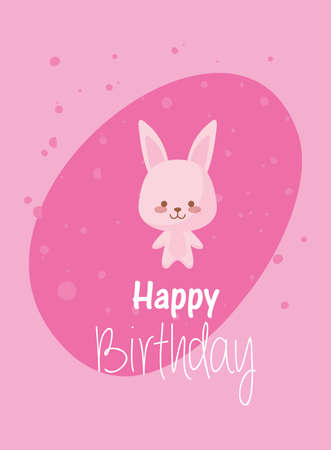 rabbit cartoon design, Happy birthday card celebration decoration surprise party anniversay and invitation theme Vector illustrationのイラスト素材