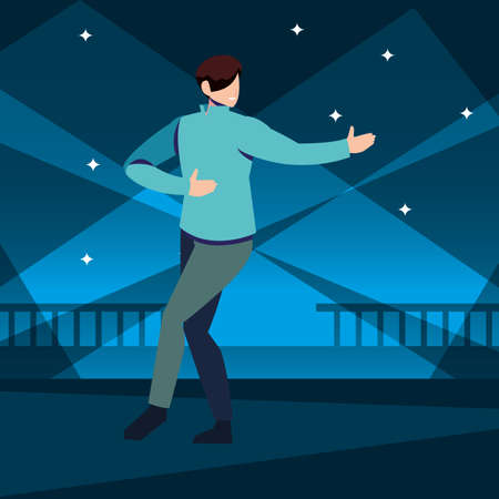 young man dancing in nightclub vector illustration designのイラスト素材