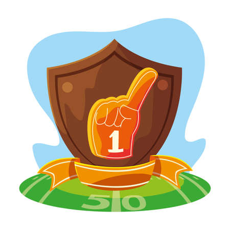 hand glove with number 1 fan, yellow foam finger vector illustration designのイラスト素材