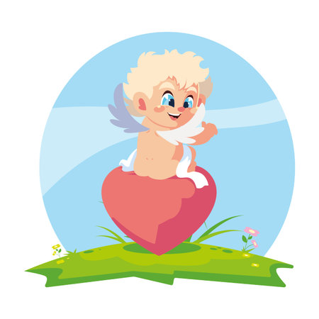 cute cupid angel , valentines day vector illustration designのイラスト素材