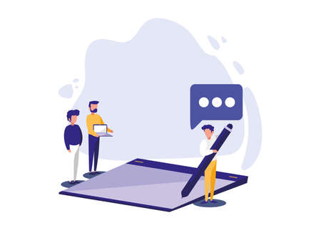 Men with digital tablet design, Digital technology communication social media internet web and device theme Vector illustrationのイラスト素材