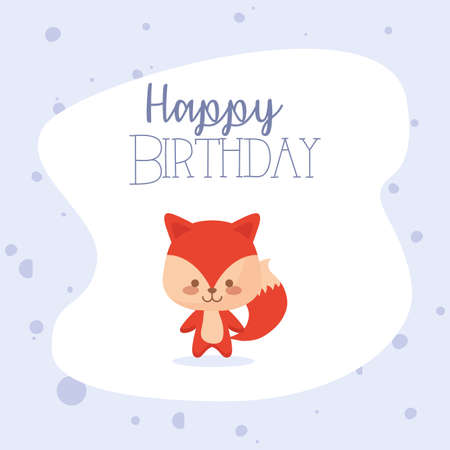fox cartoon design, Happy birthday card celebration decoration surprise party anniversay and invitation theme Vector illustrationのイラスト素材