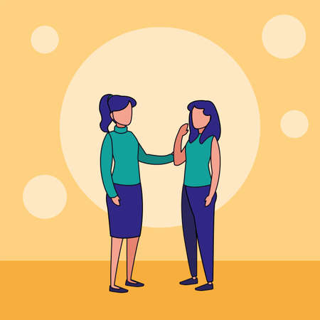 Avatar women and circles background design, Girls females person people human and social media theme Vector illustrationのイラスト素材