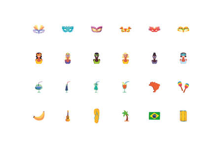 Brazil icon set design, Culture tourism brazilian travel south latin america country and traditional theme Vector illustrationのイラスト素材