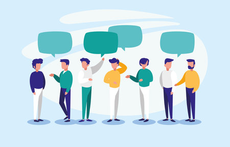 men with communication bubbles design, Message discussion conversation talk and technology Vector...