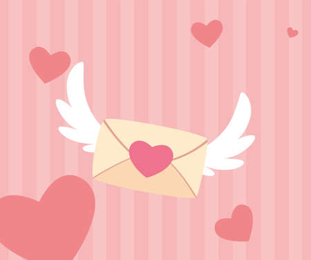 Message with wings design of love passion romantic valentines day wedding decoration and marriage theme Vector illustrationのイラスト素材