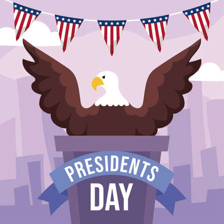 Eagle in podium design, Usa happy presidents day elections united states america independence nation us country and national theme Vector illustrationのイラスト素材