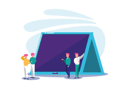 Men with laptop design, Digital technology communication social media internet web and device theme Vector illustrationのイラスト素材