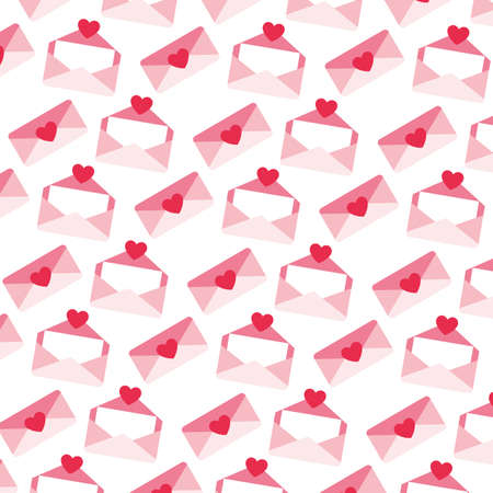pattern of envelope with heart , valentines day vector illustration designのイラスト素材
