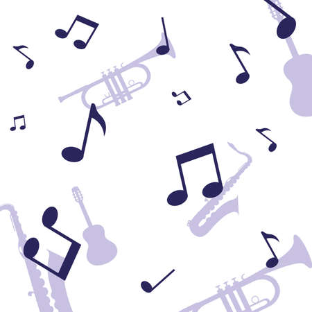 Notes and instruments design, Music sound melody song musical art and composition theme Vector illustrationのイラスト素材