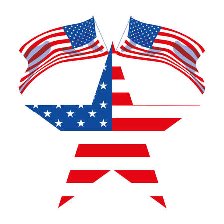 star with american flag on white background vector illustration designのイラスト素材