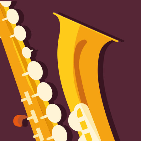 Saxophone instrument design, Music sound melody song musical art and composition theme Vector illustrationのイラスト素材