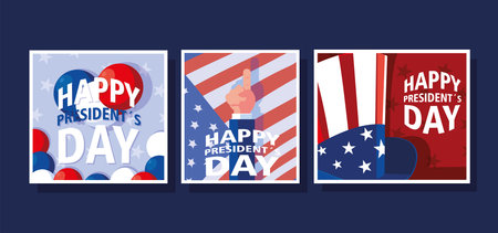 set of president day greeting cards vector illustration design