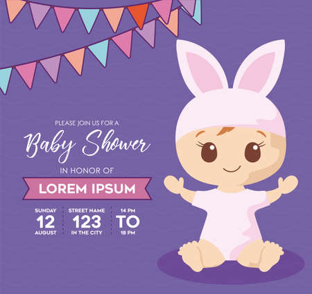 baby cartoon design, Baby shower invitation party card and decoration theme Vector illustrationのイラスト素材