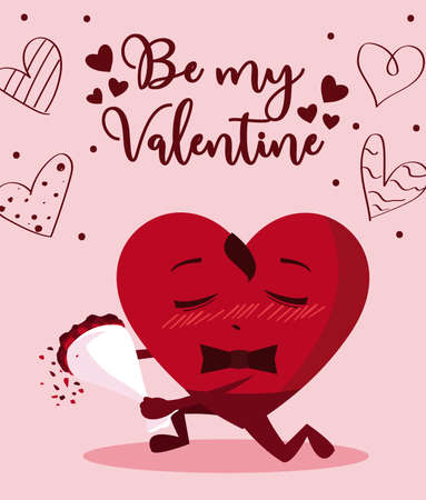 Male heart cartoon design of happy valentines day love passion romantic wedding decoration and marriage theme Vector illustrationのイラスト素材