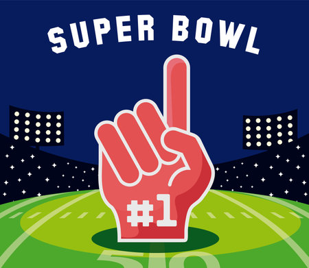 Glove over field design, Super bowl american football sport hobby competition game training...