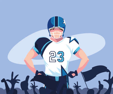 Player with helmet design, Super bowl american football sport hobby competition game training equipment tournement and play theme Vector illustrationのイラスト素材