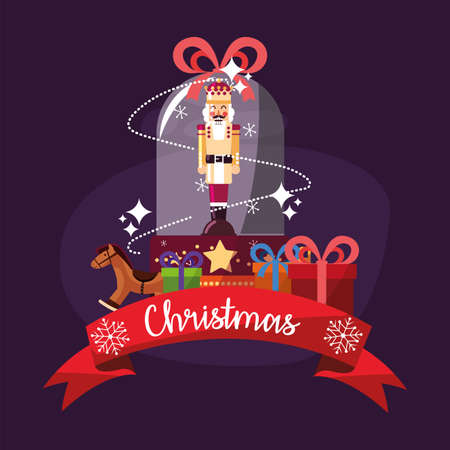 Nutcracker inside sphere design, Merry chritmas winter season decoration card invitation celebration and holiday theme Vector illustrationのイラスト素材