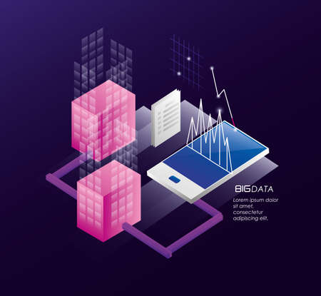 smartphone with data center icons center icons vector illustration designのイラスト素材