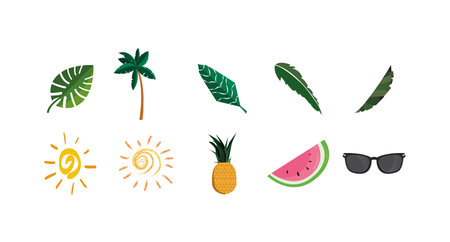 Icon set design, Summer vacation tropical relaxation outdoor nature tourism relax lifestyle and...