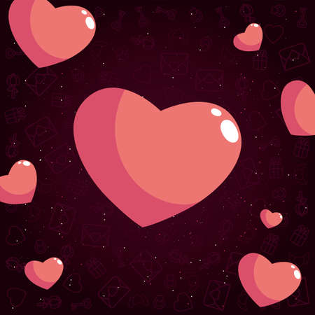 Pink hearts design of love passion romantic valentines day wedding decoration and marriage theme Vector illustrationのイラスト素材