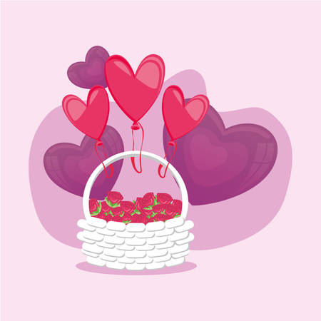 Hearts balloons design of Happy valentines day love passion romantic wedding decoration and marriage theme Vector illustrationのイラスト素材