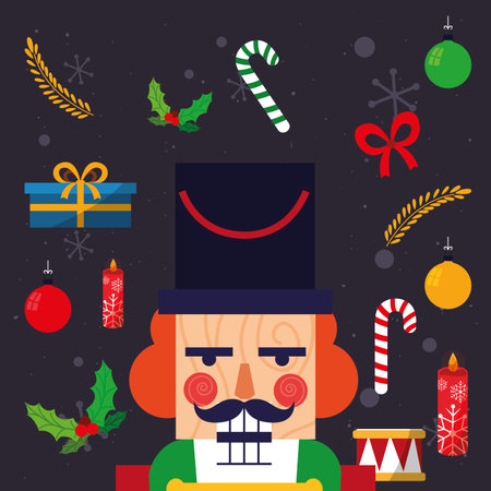 Nutcracker design, Merry chritmas winter season decoration card invitation celebration and holiday...