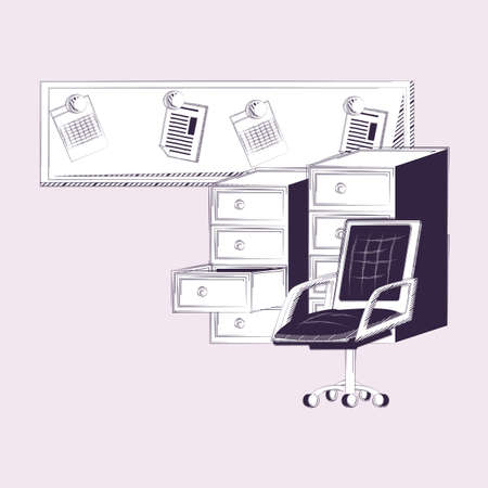 office with cabinet and chair board note vector illustrationのイラスト素材