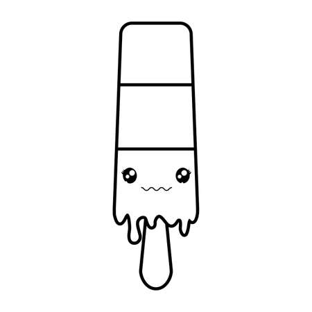 cute ice cream in stick kawaii character vector illustration designのイラスト素材