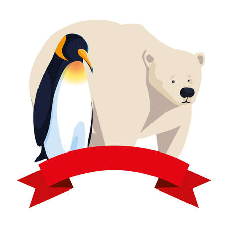 arctic animals in a white background vector illustration designのイラスト素材