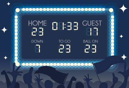 american football scoreboard , home and guest vector illustration designのイラスト素材