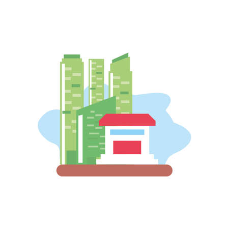 facade building and house structure vector illustration designのイラスト素材