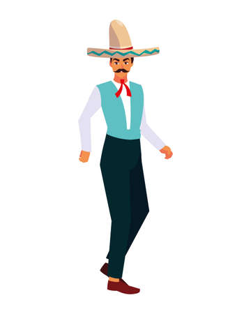 Mexican man design, Mexico culture tourism landmark latin and party theme Vector illustrationのイラスト素材
