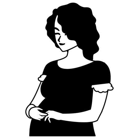Pregnant woman design, Mother family love pregnancy maternity expecting and motherhood theme Vector illustrationのイラスト素材