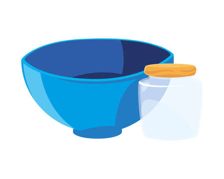 bowl and jar design, Kitchen supply domestic household tool cooking and restaurant theme Vector illustrationのイラスト素材