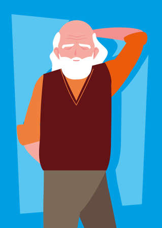 old man with beard avatar character vector illustration designのイラスト素材