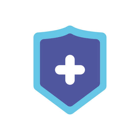 shield with cross icon over white background, flat style and colorful design, vector illustrationのイラスト素材