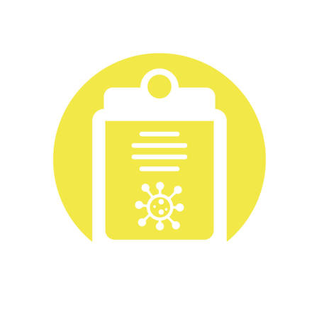 medical sickness report over yellow circle and white background, block style icon, vector illustrationのイラスト素材