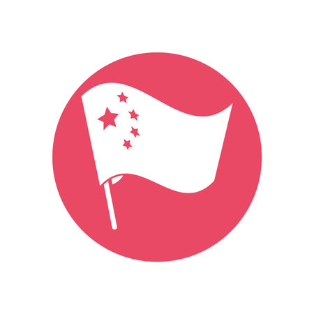 china flag over white background, block style and colorful design, vector illustrationのイラスト素材