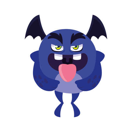 funny monster flying with wings character vector illustration designのイラスト素材