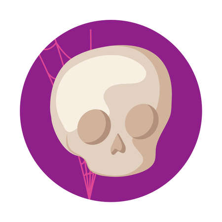 skull dead halloween icon over purple background, vector illustrationのイラスト素材