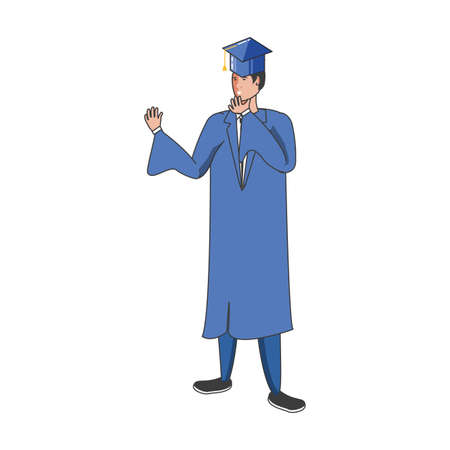 young boy student graduated character vector illustration designのイラスト素材