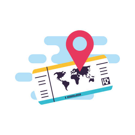 ticket flight document with pin location vector illustration designのイラスト素材