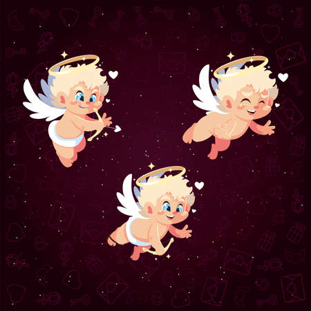 Cupids cartoons design of love passion romantic valentines day wedding decoration and marriage theme Vector illustrationのイラスト素材