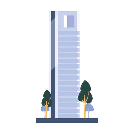 skyscraper building tower trees outdoors vector illustrationのイラスト素材