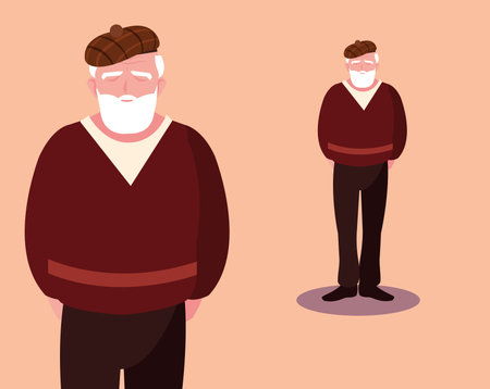 old man elder elderly adult aged vector ilustrationのイラスト素材